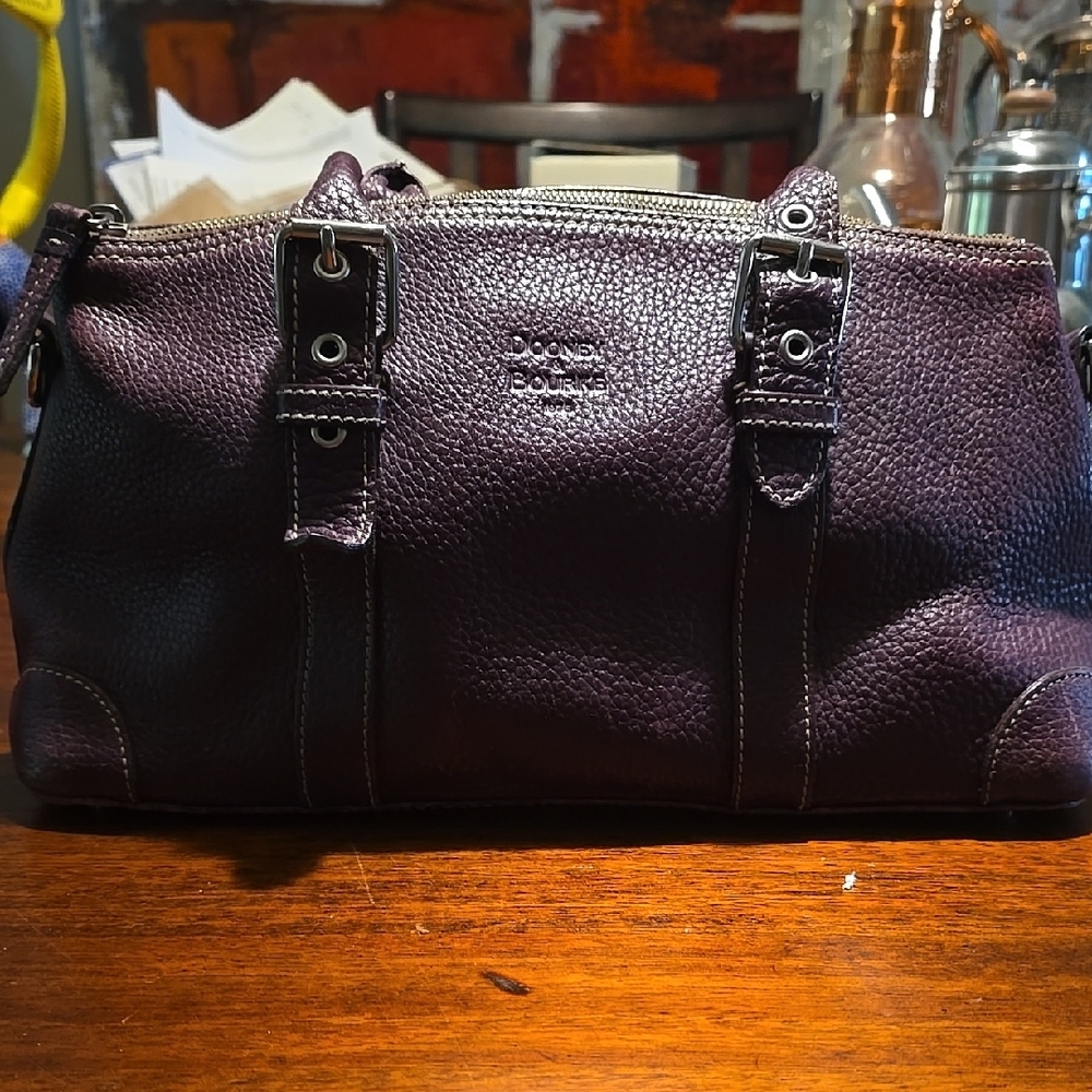 Dooney & Bourke Purple Leather Satchel with Durable Straps